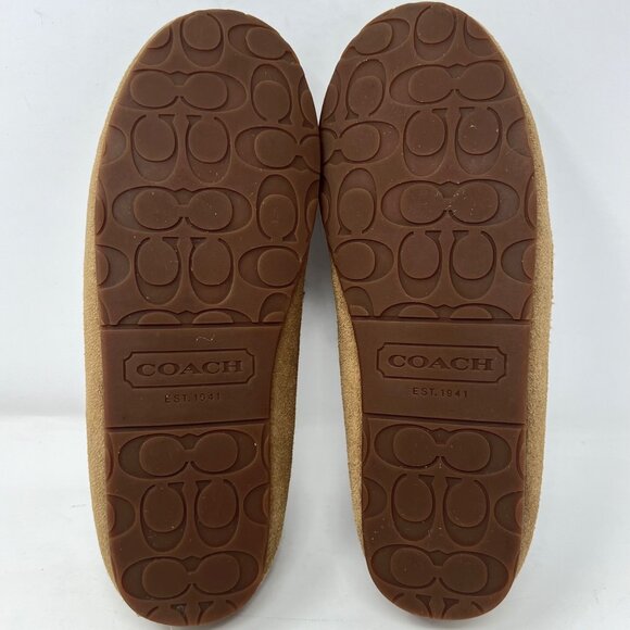 Coach Womens Antonia Leather Moccasin Tan Suede Logo Pendant Size 6.5 - Picture 11 of 14